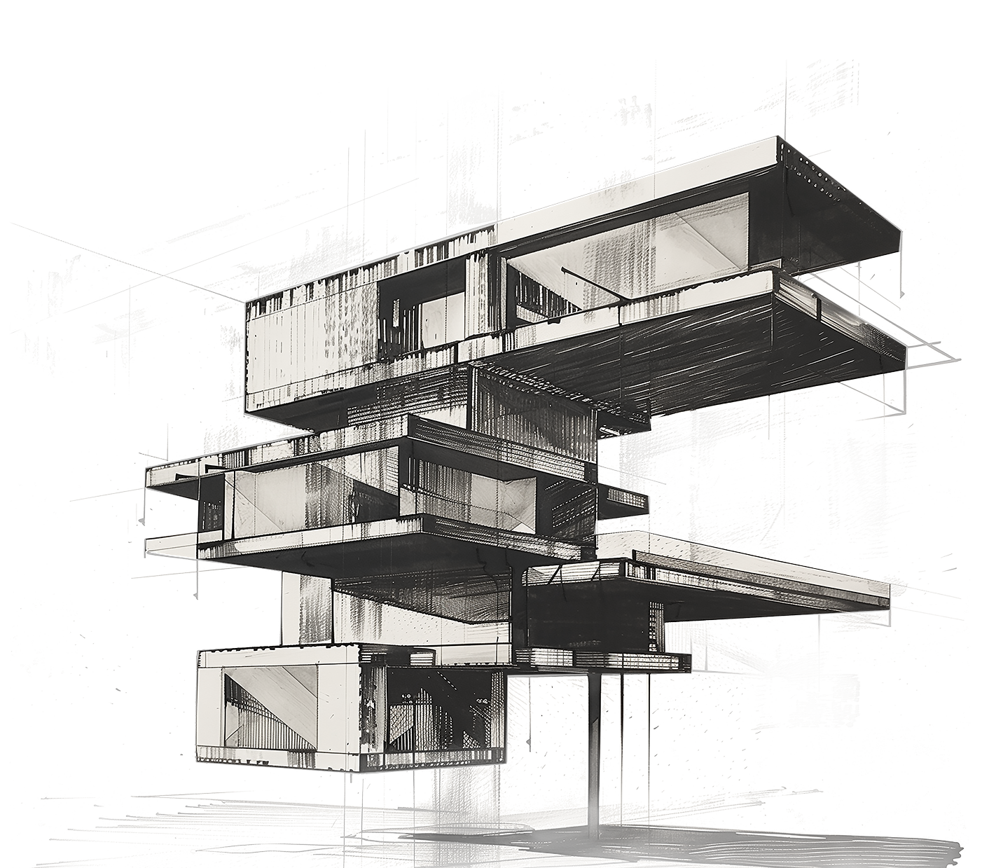 RSI - Beispielprojekt Skizze / Example Project Sketch Architektonische Skizze / Architectural sketch - Beispielprojekt von RSI Immobilien-Invest GmbH